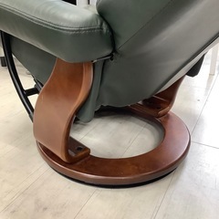 マナベインテリアハーツ　リクライニングチェアー　グリーン　オットマン付【トレファク堺福田店】の画像