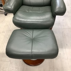 マナベインテリアハーツ　リクライニングチェアー　グリーン　オットマン付【トレファク堺福田店】の画像