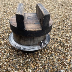 お譲り先決定　餅つき用　石臼　石臼台　杵　セット  2回使用の画像