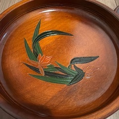 木製 大皿と小皿セット 花模様の画像