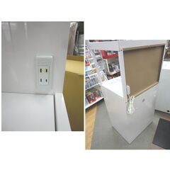 ハイザー付き レンジ台 幅56㎝ ホワイト エムケー精工 SK-306 コンセント付き キッチン収納庫 米びつ レンジラック 西岡店の画像