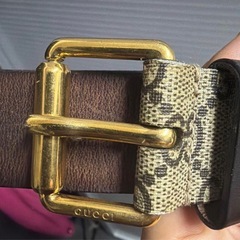グッチ スネークプリントGGベルト ベージュの画像