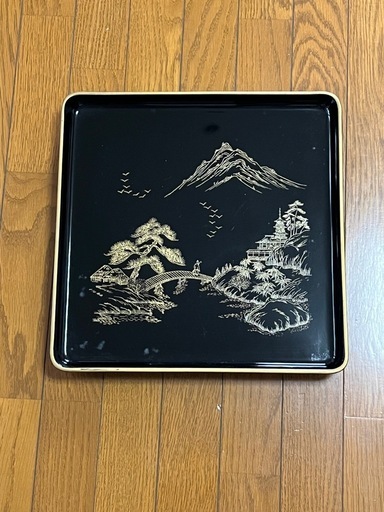 輪島塗 本塗師 渡辺信一 山水 注文 脚付き会席膳 5枚 美品