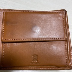 メンズ二つ折財布牛革（キャラメル色）の画像