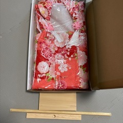 被布 御祝着 子ども 3歳 ピンク 赤　七五三 ひな祭り 台座 箱付きの画像