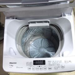 ハイセンス 7.5kg 洗濯機 2021年製 HW-G75A ガラストップ Hisense 札幌市 東区 新道東店の画像