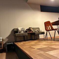 コーデュロイ1人用ソファー×2脚セット(猫の爪でダメージアリ)の画像