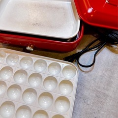 アイリスオーヤマ ricopa ホットプレート 赤 たこ焼きプレート未使用 の画像