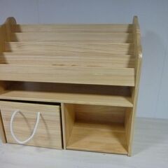 2-5　未使用/新品　アウトレット特価　絵本棚 完成品 幅80 4段 ディスプレイラック キャスター 絵本 ラック おもちゃ箱 収納 子供 の画像