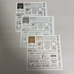 英字とポップなイラストの紙の画像