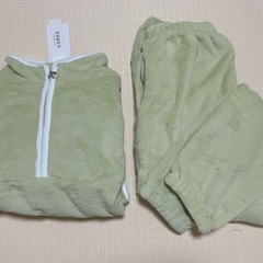 新品　あったかルームウェア 上下 グリーン(M Ｌ)もこもこ　ハーフジップの画像