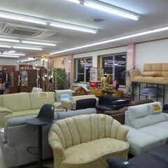 中古品　2人掛けファブリックソファー　グリーン  公田店の画像