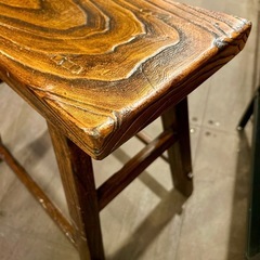 スツール 古家具 木製 アンティーク 調 ヴィンテージ 調 無垢材 花台 腰掛け 椅子 小型 ベンチ 玄関 和家具 チェア イスの画像
