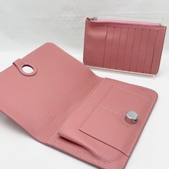本革 長財布  小銭入れ付き ピンクの画像