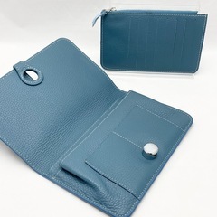 本革 長財布  小銭入れ付き ブルーの画像