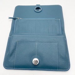 本革 長財布  小銭入れ付き ブルーの画像