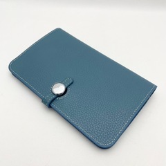 本革 長財布  小銭入れ付き ブルーの画像