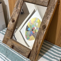 古材 ウッドフレーム ミラー 壁掛け 鏡 ヴィンテージ風の画像