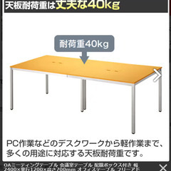 OAミーティングテーブル 会議室テーブル 配線ボックス付きお譲りしますの画像