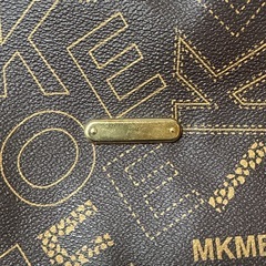 訳あり　未使用　リュック　レザー　3WAY　濃茶色　PU　ショルダー　総柄　英字　A4 通勤 軽量　多収納の画像