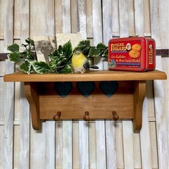 木製シェルフ ハート型フック付き　アメリカンカントリー　アンティーク風の画像