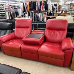 島忠　3人掛けリクライニングソファー　本革の画像