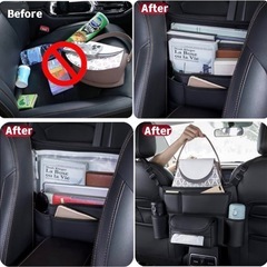 車用ハンギングバッグ 多機能収納シートポケット ティッシュ　カップホルダー 防汚の画像