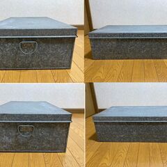 【昭和レトロ/長期保管品/お引取限定】■ブリキ製衣裳ケース■W450mm×D750mm×H215mm■の画像