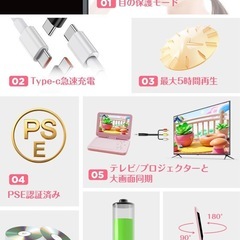 ポータブルDVDプレーヤー 12.5型 10.5インチ ピンク リモコン付の画像