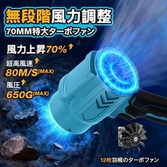 ブロワー⭐️洗車 650G超強力 2種類ノズル バッテリー2個付き マキタ対応の画像