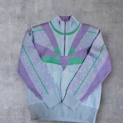 90s ASICS ビンテージ ハーフジップ ニットスウェット M アシックスの画像