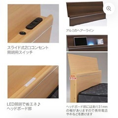 ★ダブルベッドフレーム　照明コンセント付き★の画像