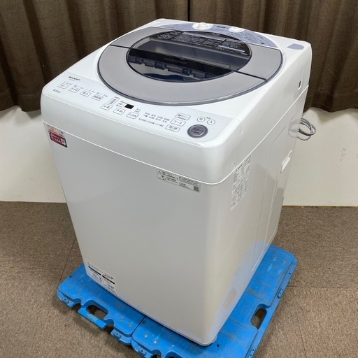 【引取先決定】SHARP/シャープ 全自動電気洗濯機 ES-GV8F-S 2021年製 8kg 動作品