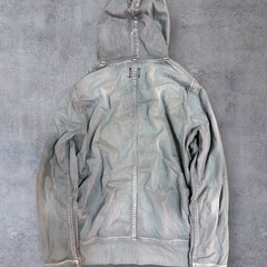 【美品】ヤヌーク ジップパーカー デニム ダメージ加工 グレイ S 男女兼用の画像