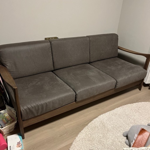 元値9万円ダークブラウン、3人掛けソファ (引越し中！) 浜松のソファ
