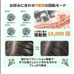 ヘッドスパ 電動頭皮ブラシ 頭皮ケア 3D振動 360°回転 急緩調節 防水の画像