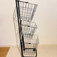 3段バスケットワゴン ランドリーワゴンの画像