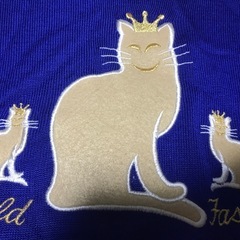 猫柄セーター青Fサイズの画像