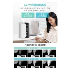 ハイブリッド式加湿器 5重除菌 加熱式 加湿器 大容量 6L アロマ対応 静音の画像