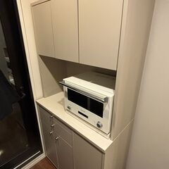 【無料／引っ越し処分】LOWYA キッチンボード 幅90cm｜食器棚・家電収納／12/25〜27限定の画像