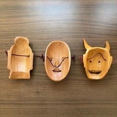 【彫刻】　🪵木彫り 👺お面 能面 『菩薩』 『増女』 『般若』 3個セットの画像