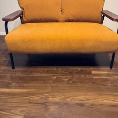 コーデュロイ生地のコンパクトソファ 布張りタイプの画像