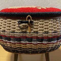 交渉中です！【中古/昭和レトロ/お引取限定】■脚付きソーイングバスケット■幅400mm×奥行300mm×高さ340mm■の画像