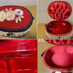 交渉中です！【中古/昭和レトロ/お引取限定】■脚付きソーイングバスケット■幅400mm×奥行300mm×高さ340mm■の画像