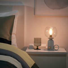 【IKEA間接照明】ÅSKMULLER オスクミュラー テーブルランプ, 調光可能 ライトグレー, 24 cmの画像