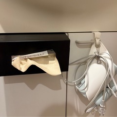 🪴【ホワイト ワイヤー収納ラック＋棚板付き】➕ペーパーホルダー➕ドライヤーホルダーまとめ売りの画像