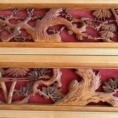 【中古】欄間　松竹梅　2枚【現状引き渡し】の画像