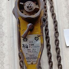 （1）チェーンブロックー　フタバ製、ガチャガチャ、3/4トン、中古、作動品の画像