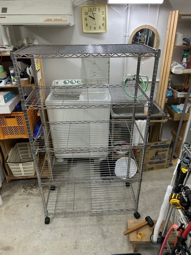 中古　メタルラック 5段　キャスター付　2台　W120×D46×H178.5cm 中古 メタルラック 5段 キャスター付 2台 W120×D46×H178.5cm 中古