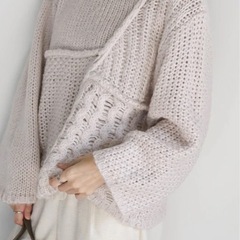 パッチワークデザインシャギーニット【select MOCA】の画像